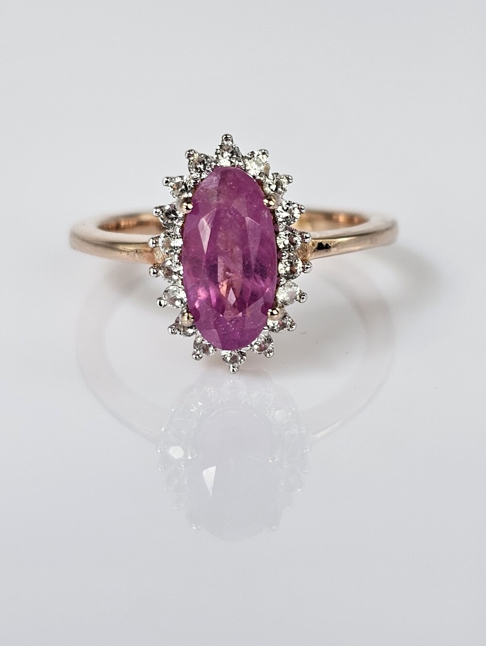 Genuine Pink Sapphire 💗 Ring Rose Gold/ Sterling Silver Size 6!